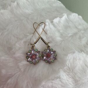 Betsey Johnson Pink and Green Starburst Earrings